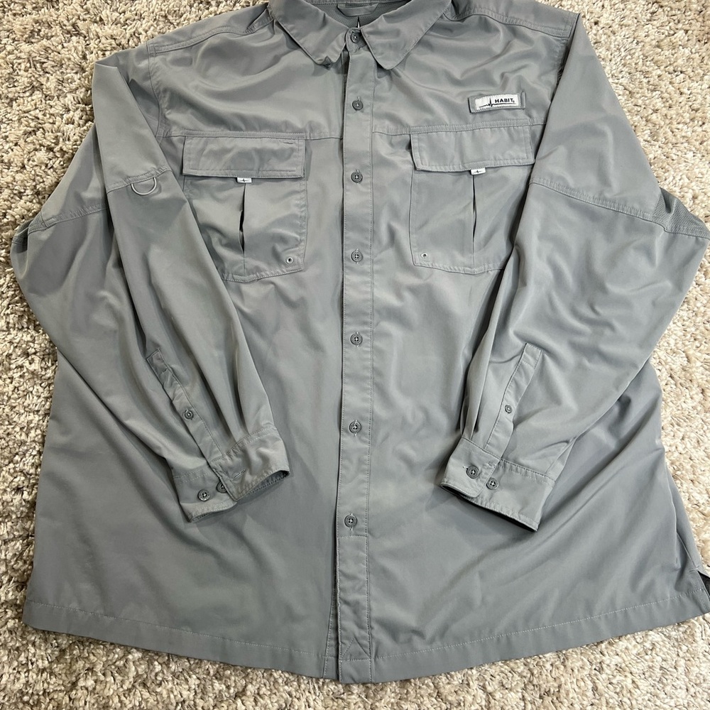 Habitat Men's Lightweight fishing shirts lot of 3 - Black, Gray, Blue - Picture 3 of 13